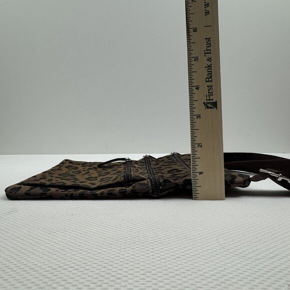 Leopard Print Crossbody Bag Adjustable Strap Multiple Zipper Pockets Purse - Picture 11 of 11